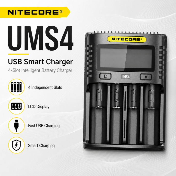 NITECORE UMS4 4-Bay USB Charger | LANplus Australia