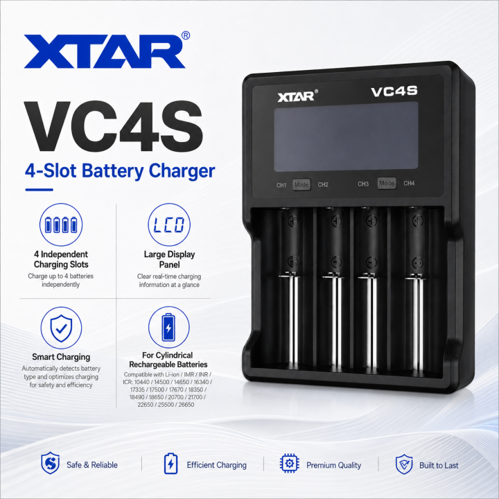 XTAR VC4S 4-Bay Smart Charger | LANplus Australia