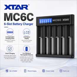XTAR MC6C 6-Bay Battery Charger | LANplus Australia