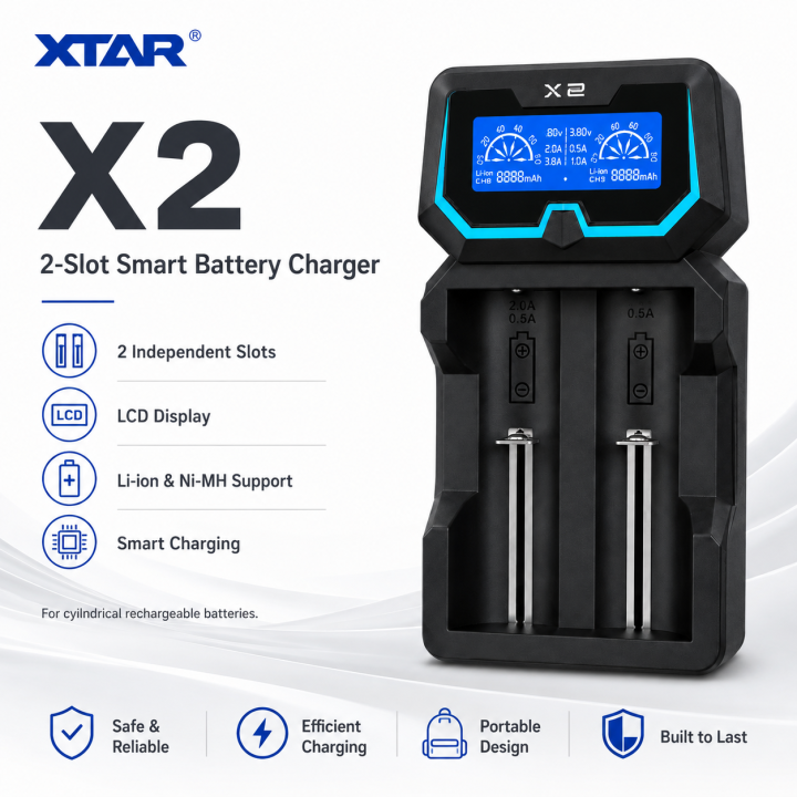 XTAR X2 2-Bay Battery Charger | LANplus Australia